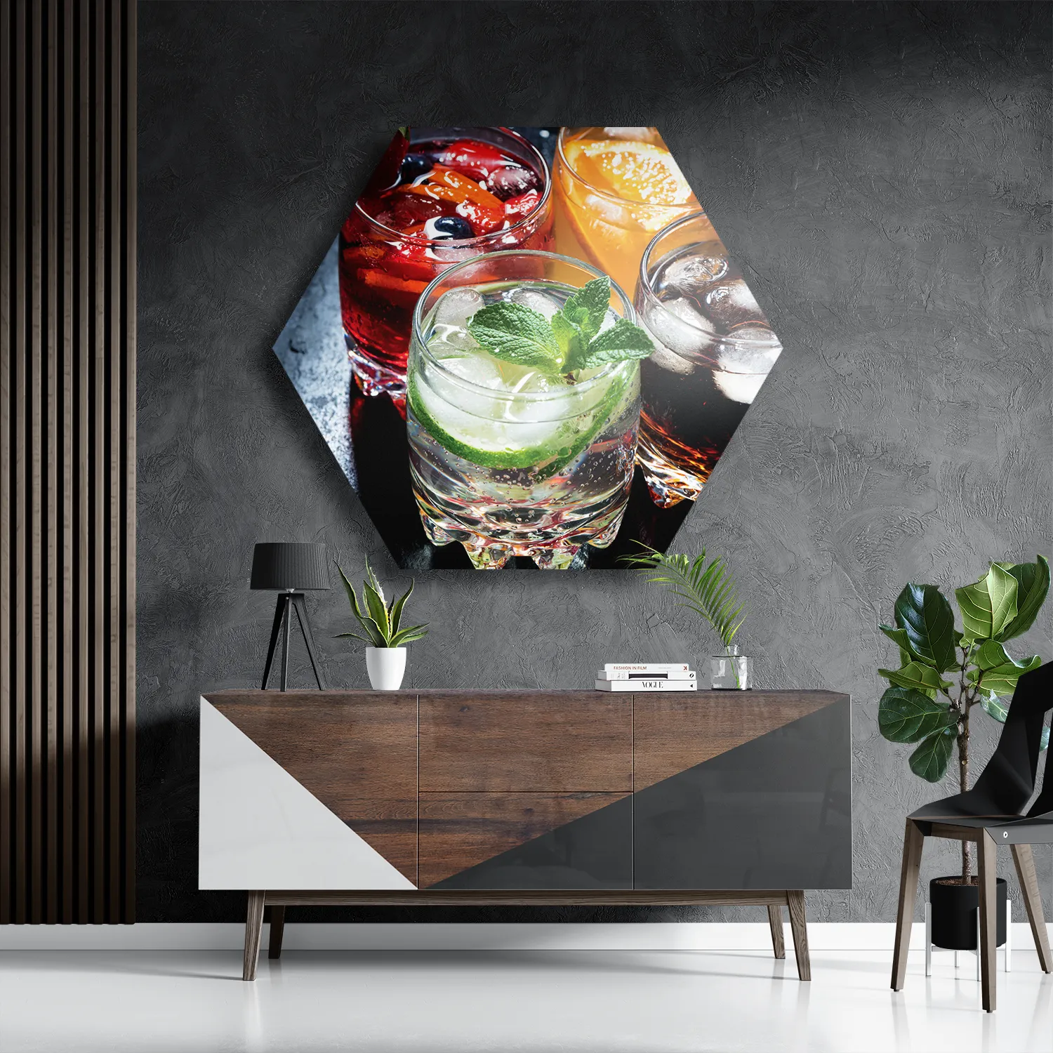 Schilderij Cocktails Hexagon Template Hexagon1 Eten En Drinken 37 3
