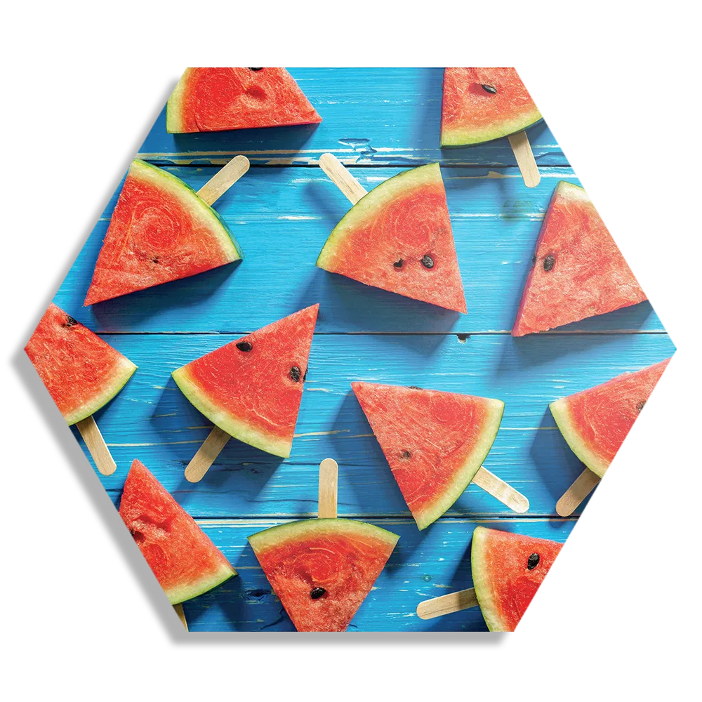 Schilderij Watermeloen Ijsjes Hexagon Template Hexagon1 Eten En Drinken 39 1