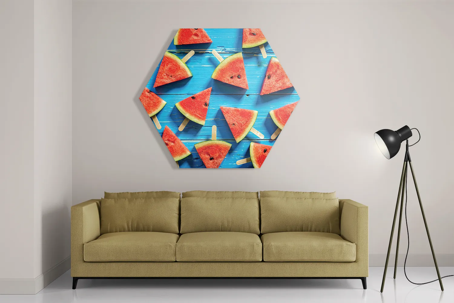 Schilderij Watermeloen Ijsjes Hexagon Template Hexagon1 Eten En Drinken 39 2