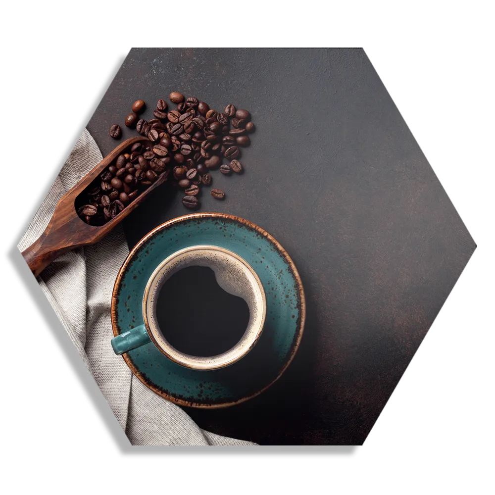 Schilderij Koffiebonen met Kop koffie Hexagon Template Hexagon1 Eten En Drinken 41 1