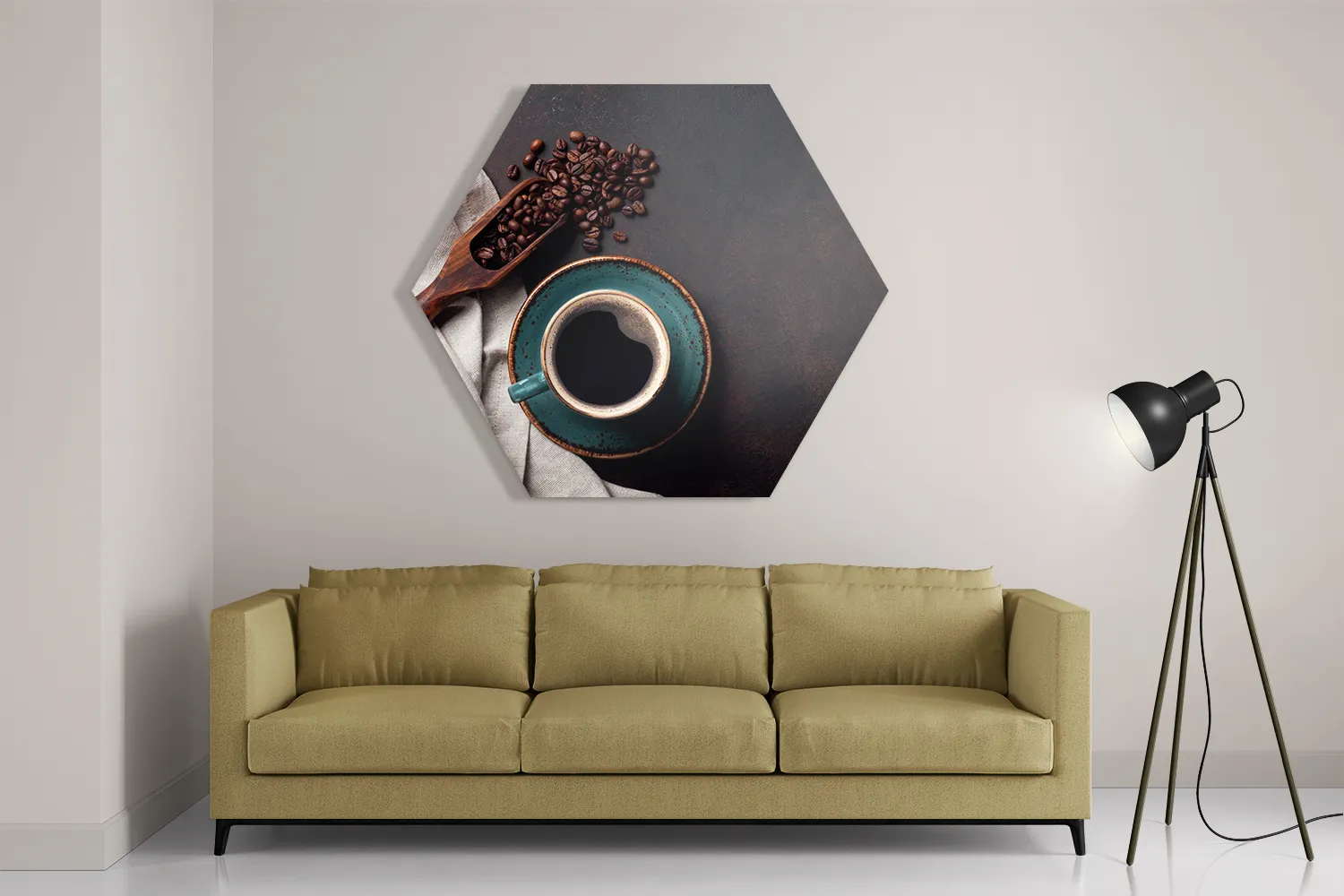 Schilderij Koffiebonen met Kop koffie Hexagon Template Hexagon1 Eten En Drinken 41 2