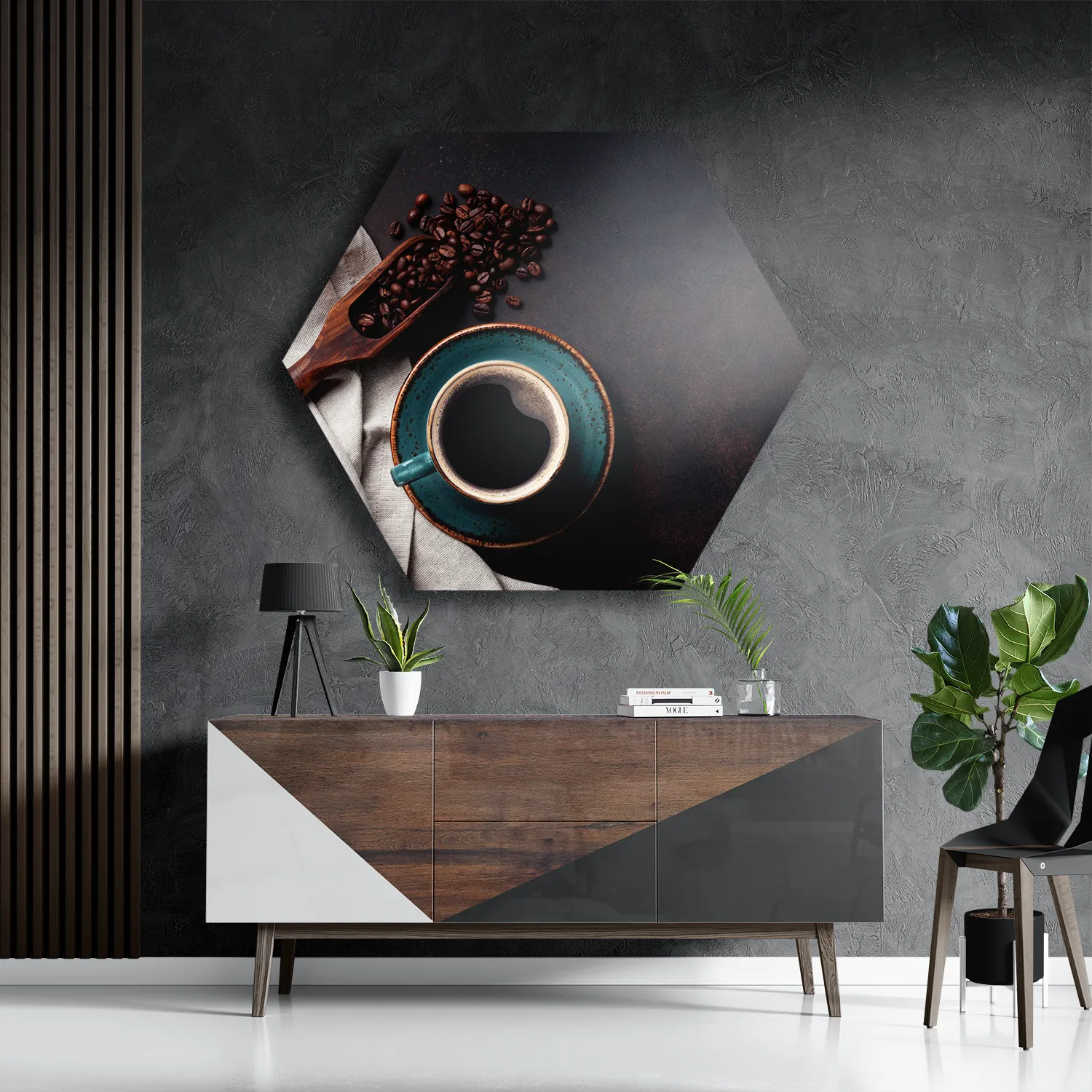 Schilderij Koffiebonen met Kop koffie Hexagon Template Hexagon1 Eten En Drinken 41 3