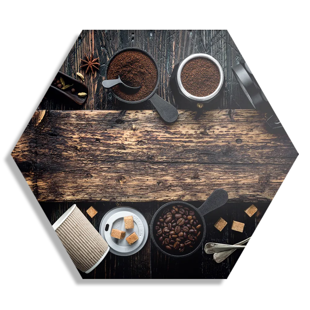 Schilderij Home Made Coffees Set Hexagon Template Hexagon1 Eten En Drinken 43 1