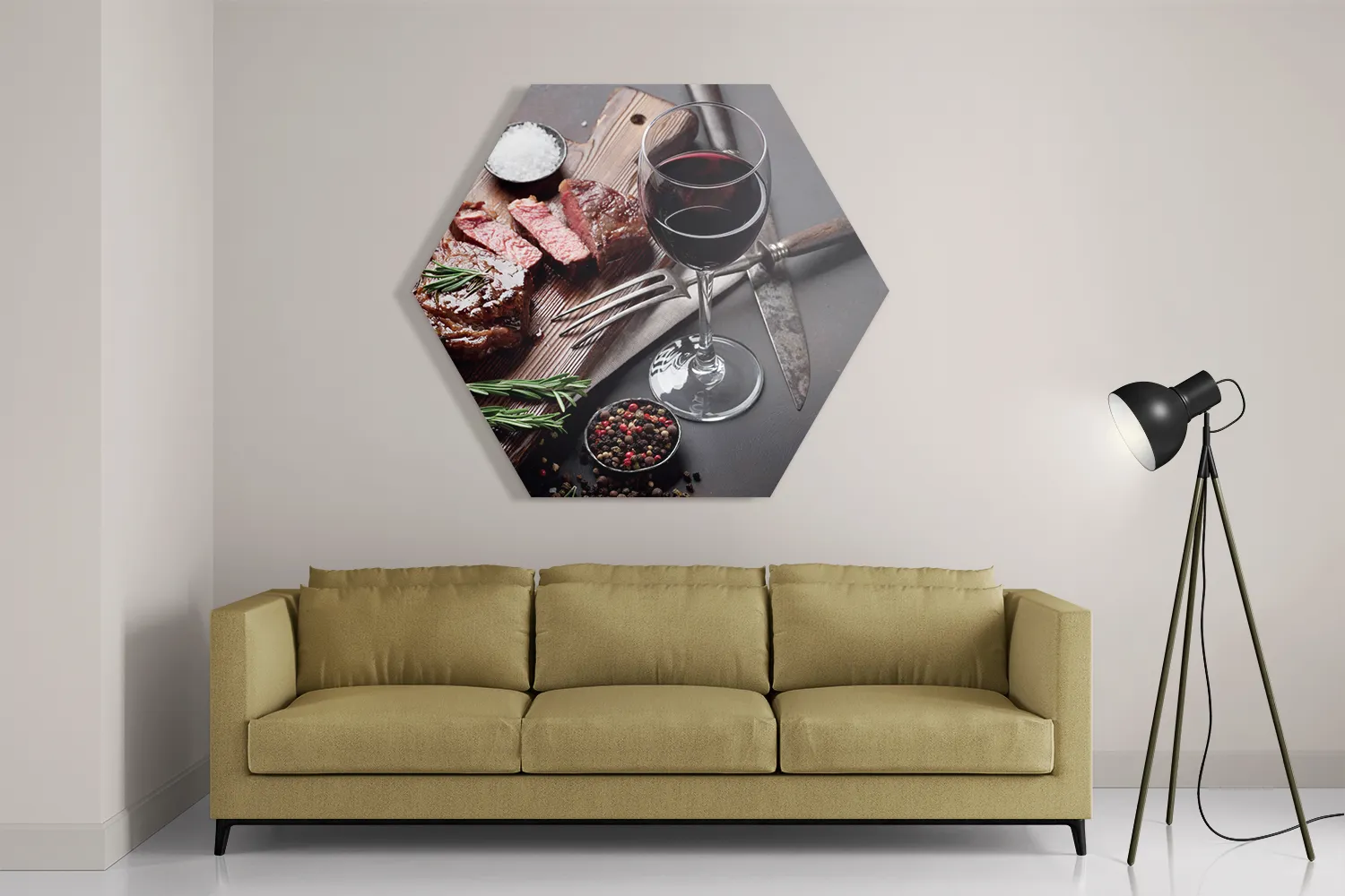 Schilderij Beef met Rode Wijn Hexagon Template Hexagon1 Eten En Drinken 47 2