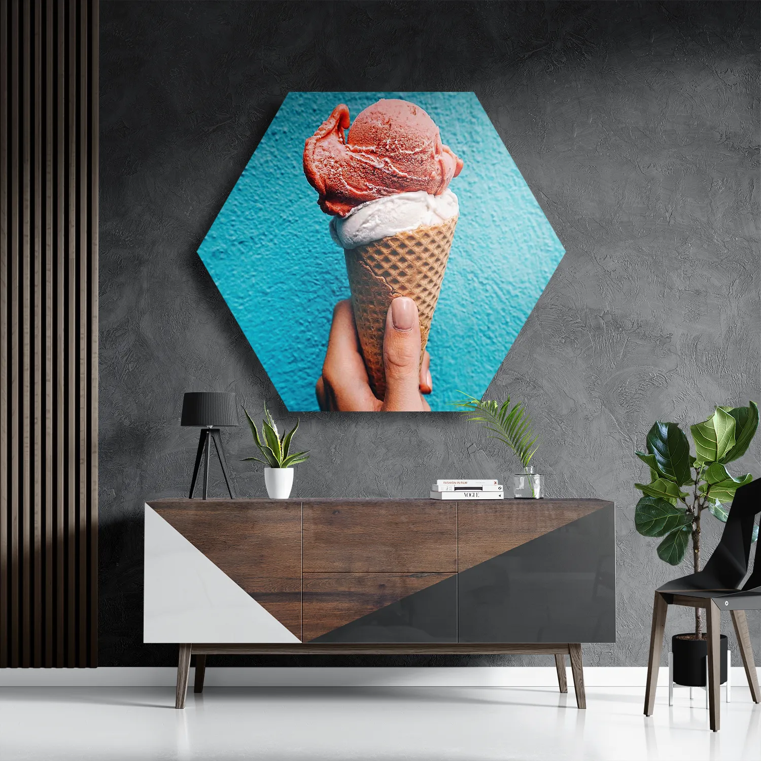 Schilderij Ijsco op Hoorn Hexagon Template Hexagon1 Eten En Drinken 53 3
