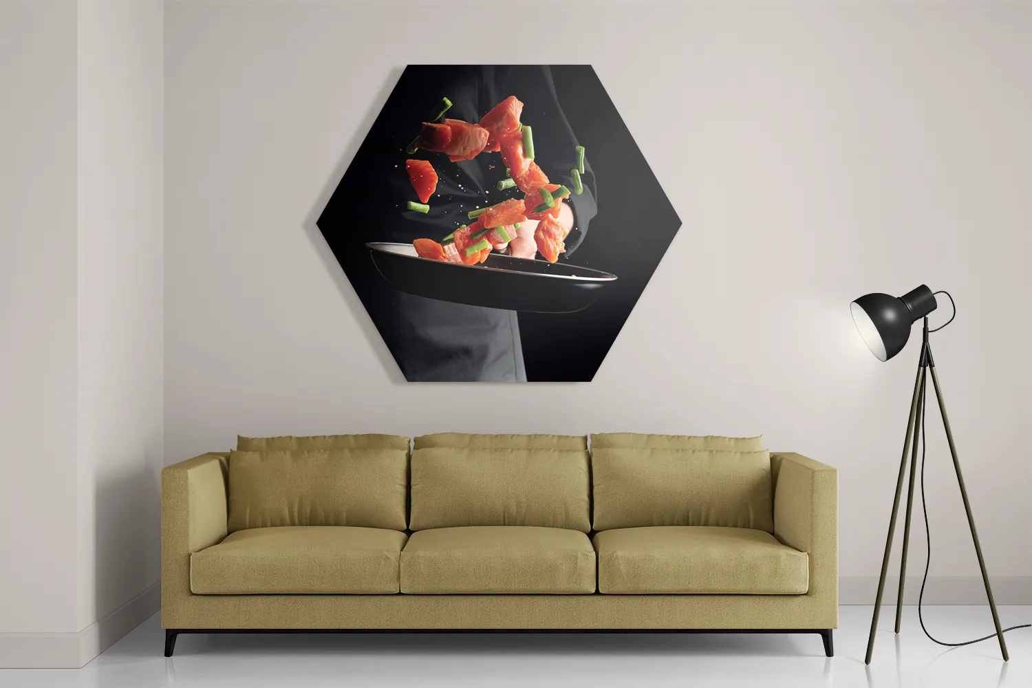 Schilderij Zalm Wokken Hexagon Template Hexagon1 Eten En Drinken 64 2
