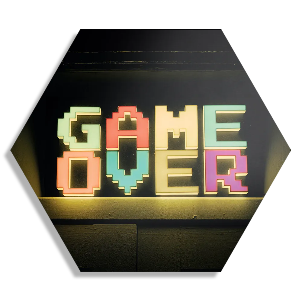 Schilderij Game Over Hexagon Template Hexagon1 Gaming En Spel 2 1