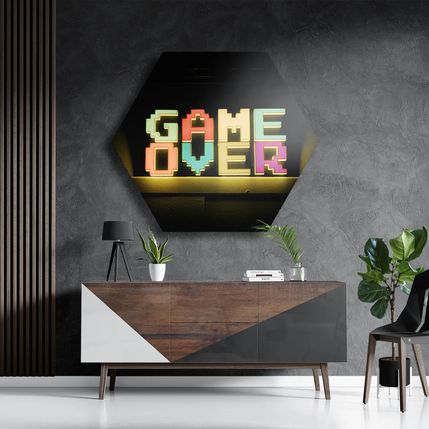 Schilderij Game Over Hexagon Template Hexagon1 Gaming En Spel 2 3