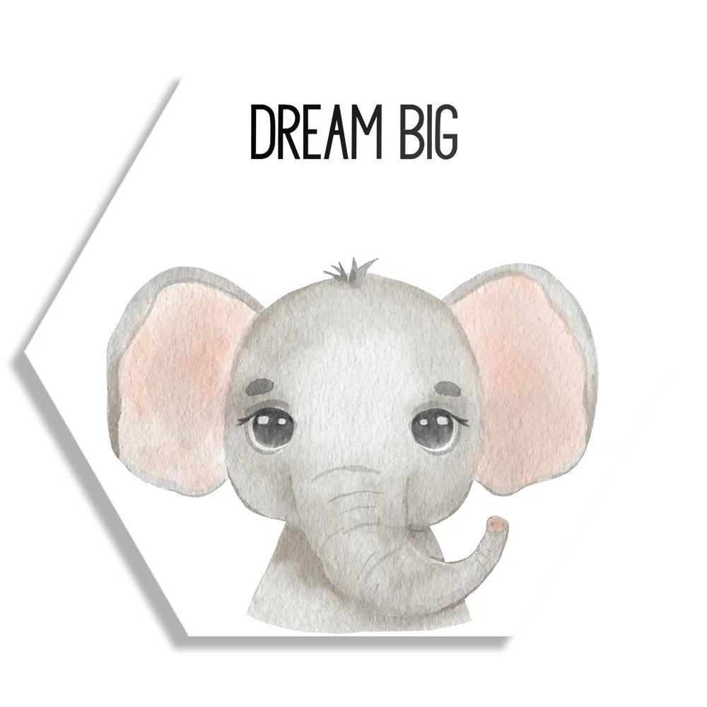 Schilderij Dream Big Olifantje Hexagon Template Hexagon1 Kinderen 17 1