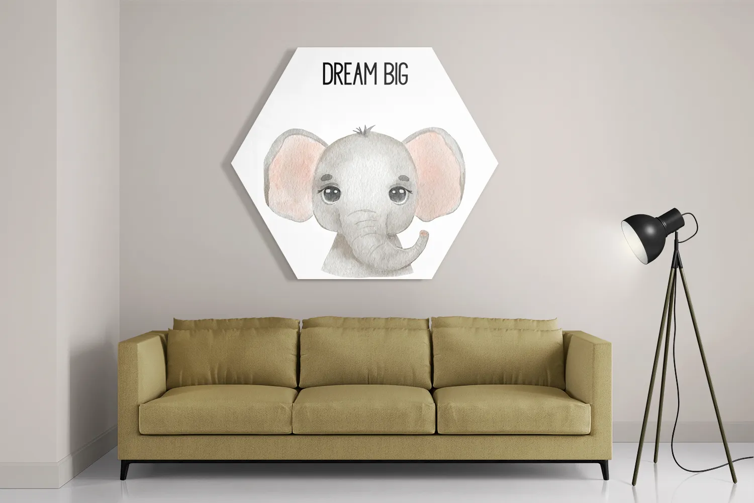 Schilderij Dream Big Olifantje Hexagon Template Hexagon1 Kinderen 17 2