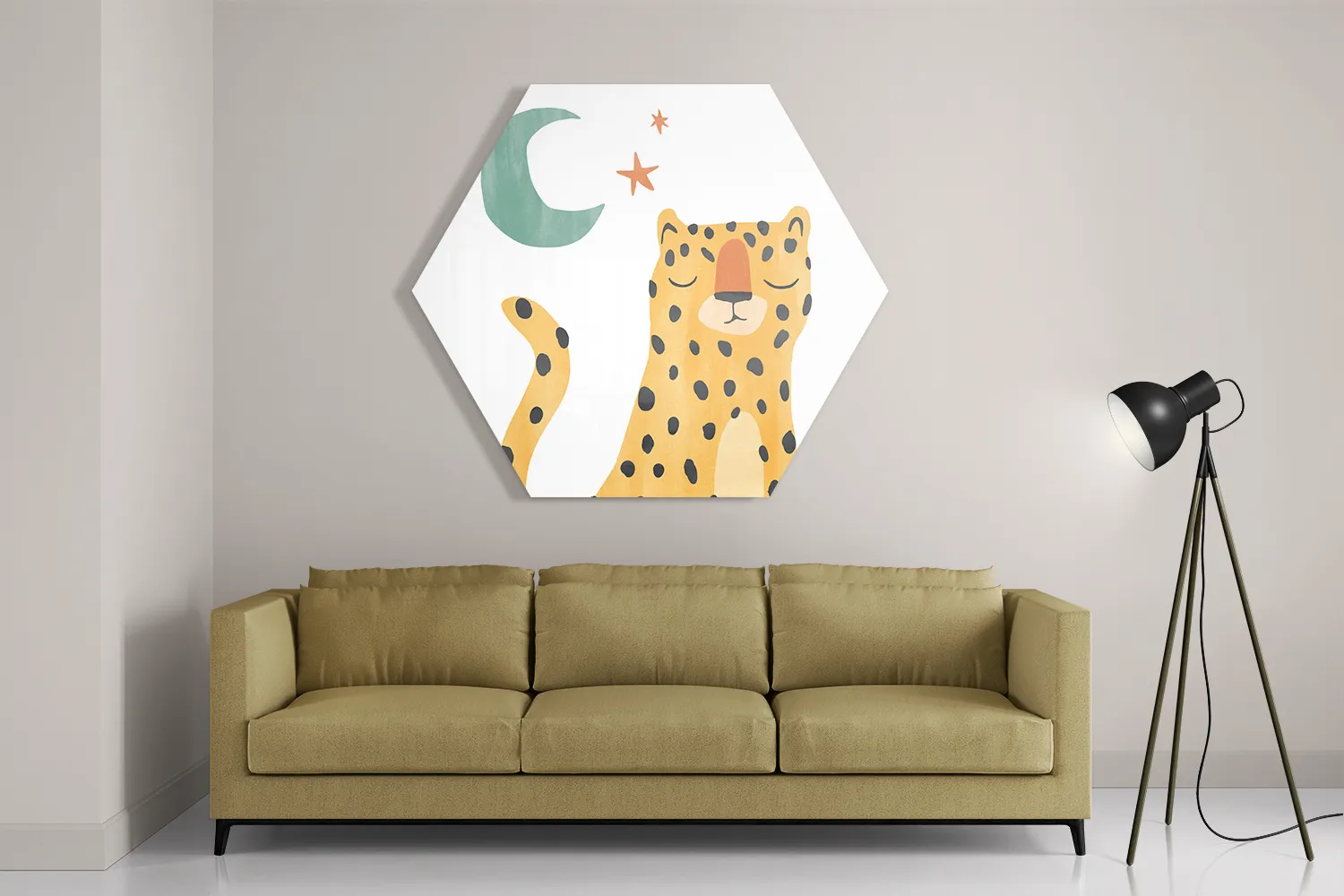 Schilderij Luie Luipaardje Hexagon Template Hexagon1 Kinderen 24 2