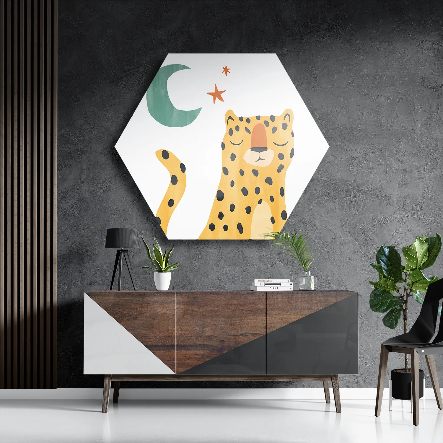 Schilderij Luie Luipaardje Hexagon Template Hexagon1 Kinderen 24 3