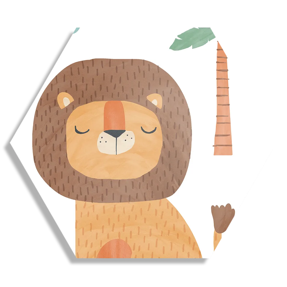 Schilderij De Leeuw in het bos Hexagon Template Hexagon1 Kinderen 28 1