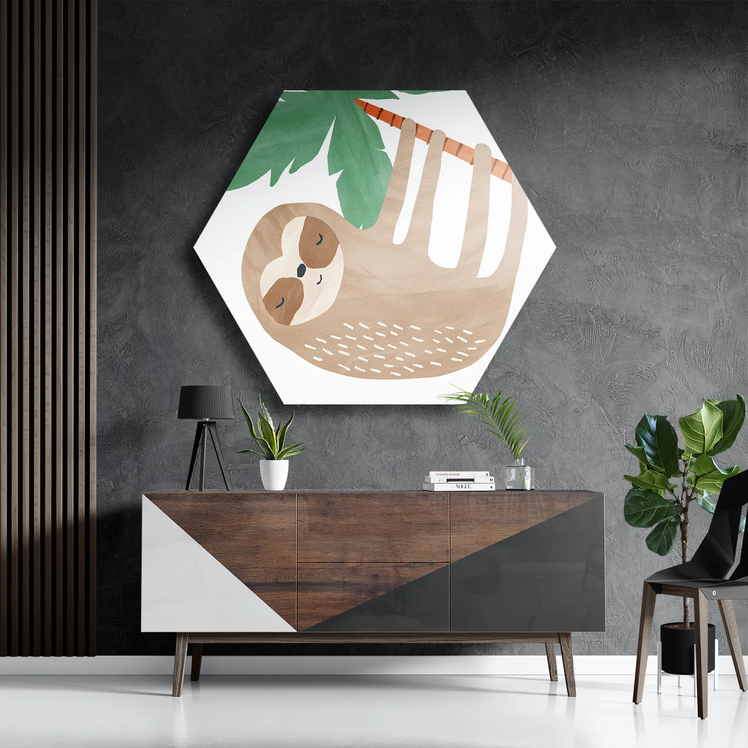 Schilderij De Luie luiaard Hexagon Template Hexagon1 Kinderen 29 3
