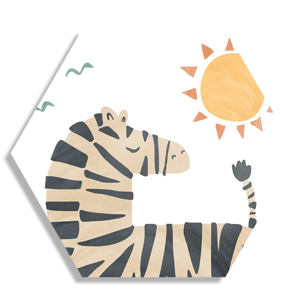 Schilderij Zebrapaardje in het zonnetje Hexagon Template Hexagon1 Kinderen 31 1