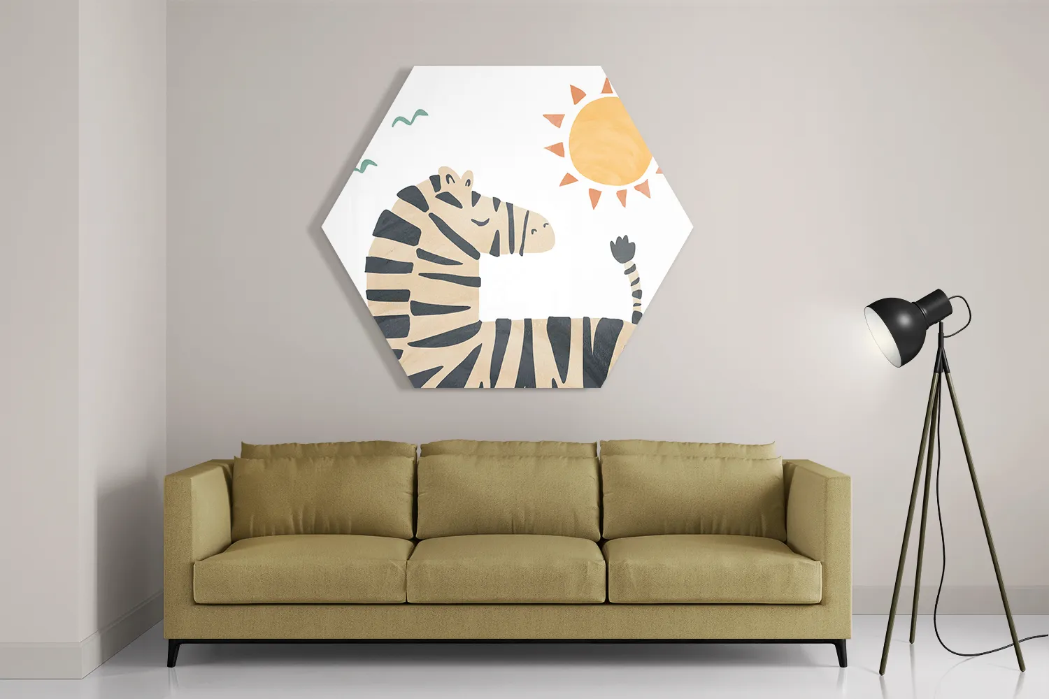 Schilderij Zebrapaardje in het zonnetje Hexagon Template Hexagon1 Kinderen 31 2