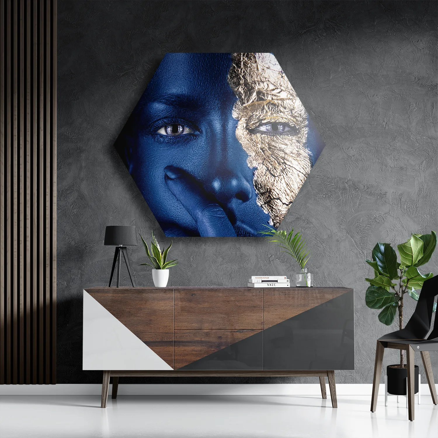 Schilderij Golden Whoman 01 Hexagon Template Hexagon1 Lifestyle 12 3