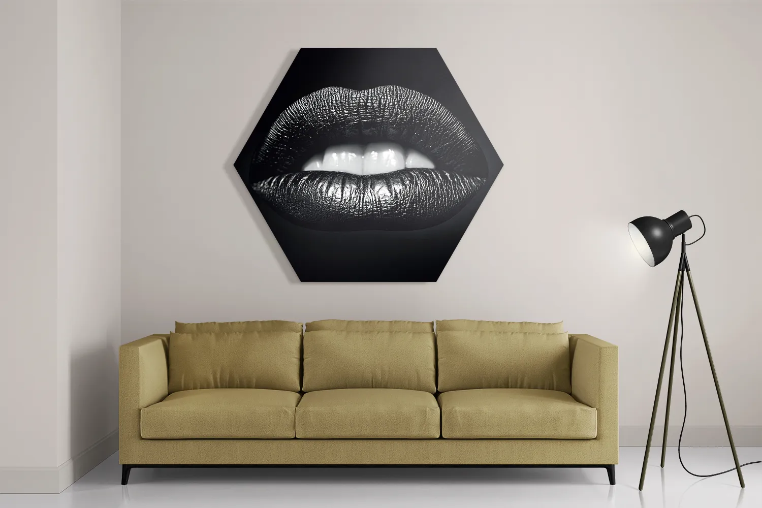Schilderij Silver Lips Hexagon Template Hexagon1 Lifestyle 4 2