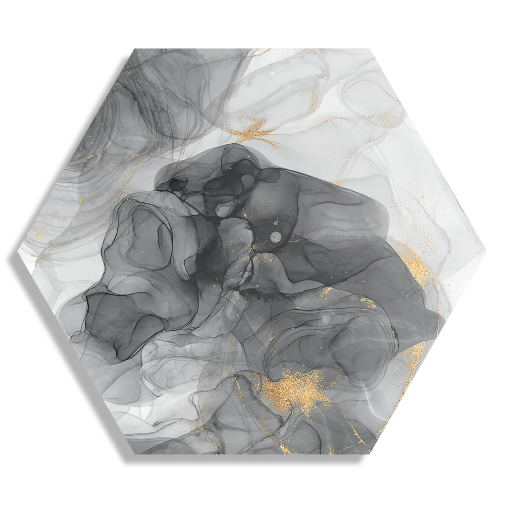 Schilderij Abstract Marmer Look Grijs met Goud 02 Hexagon Template Hexagon1 Marmer 10 1
