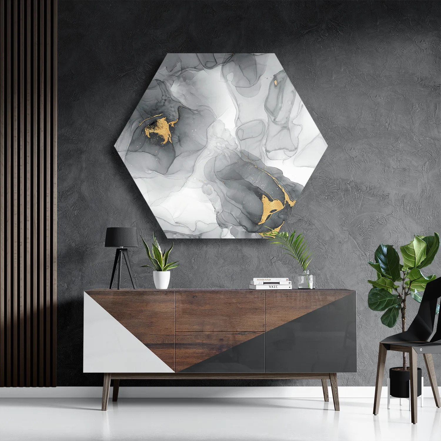 Template_Hexagon1_Marmer_13-3 Schilderij Abstract Marmer Look Grijs met Goud 04 Hexagon Template Hexagon1 Marmer 13 3