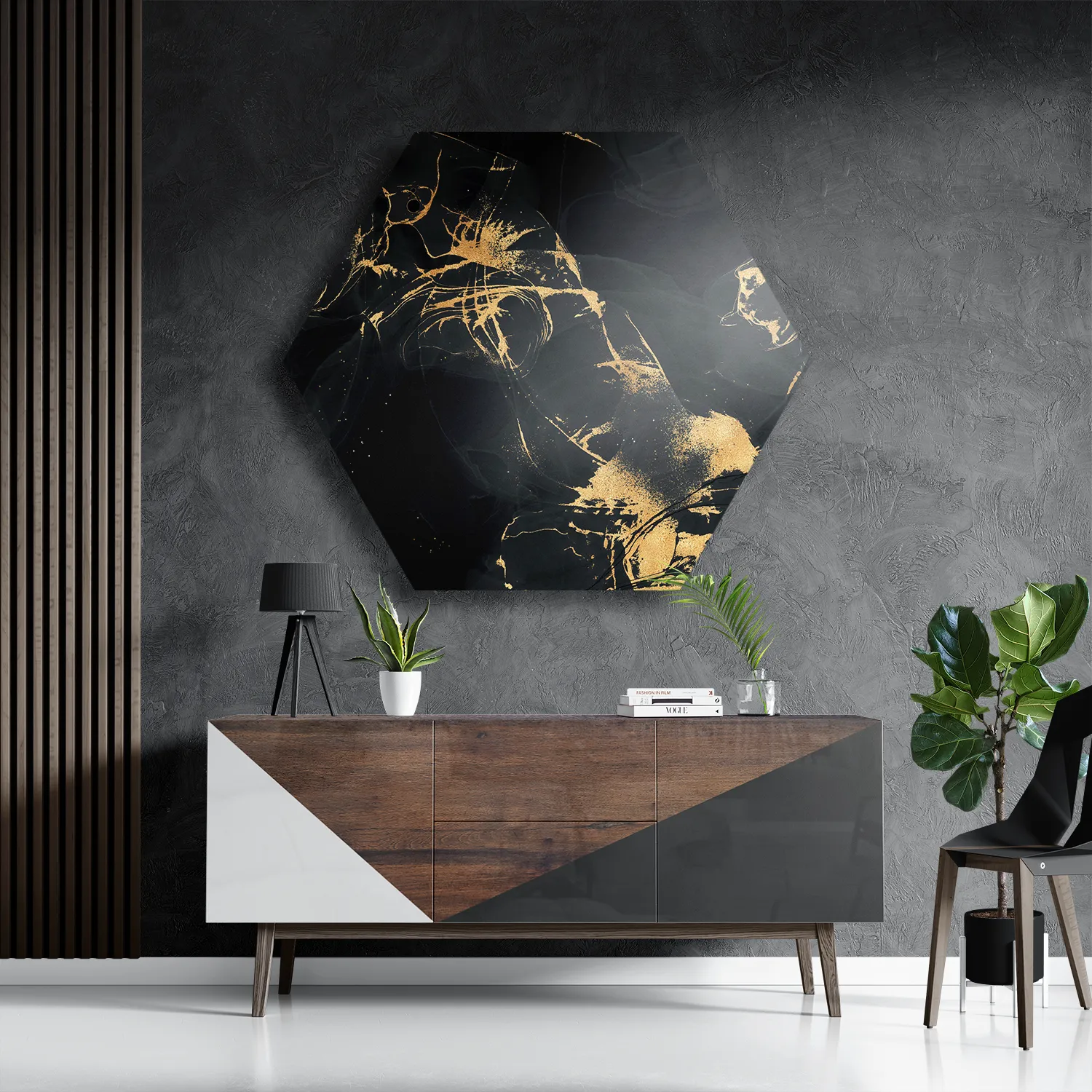 Template_Hexagon1_Marmer_15-3 Schilderij Abstract Marmer Look Zwart met Goud 04 Hexagon Template Hexagon1 Marmer 15 3