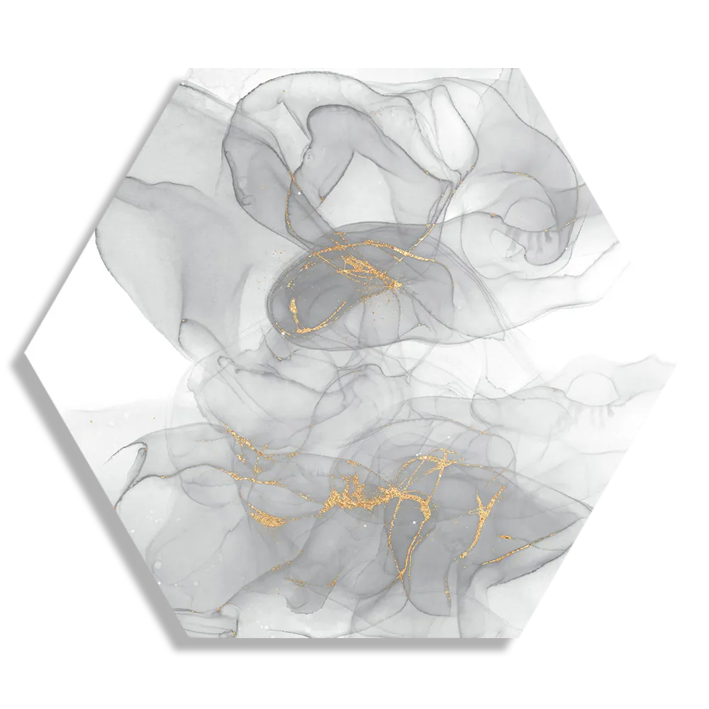 Schilderij Abstract Marmer Look Grijs met Goud 07 Hexagon Template Hexagon1 Marmer 18 1