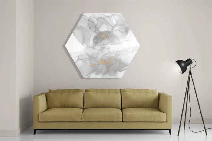Schilderij Abstract Marmer Look Grijs met Goud 07 Hexagon Template Hexagon1 Marmer 18 2