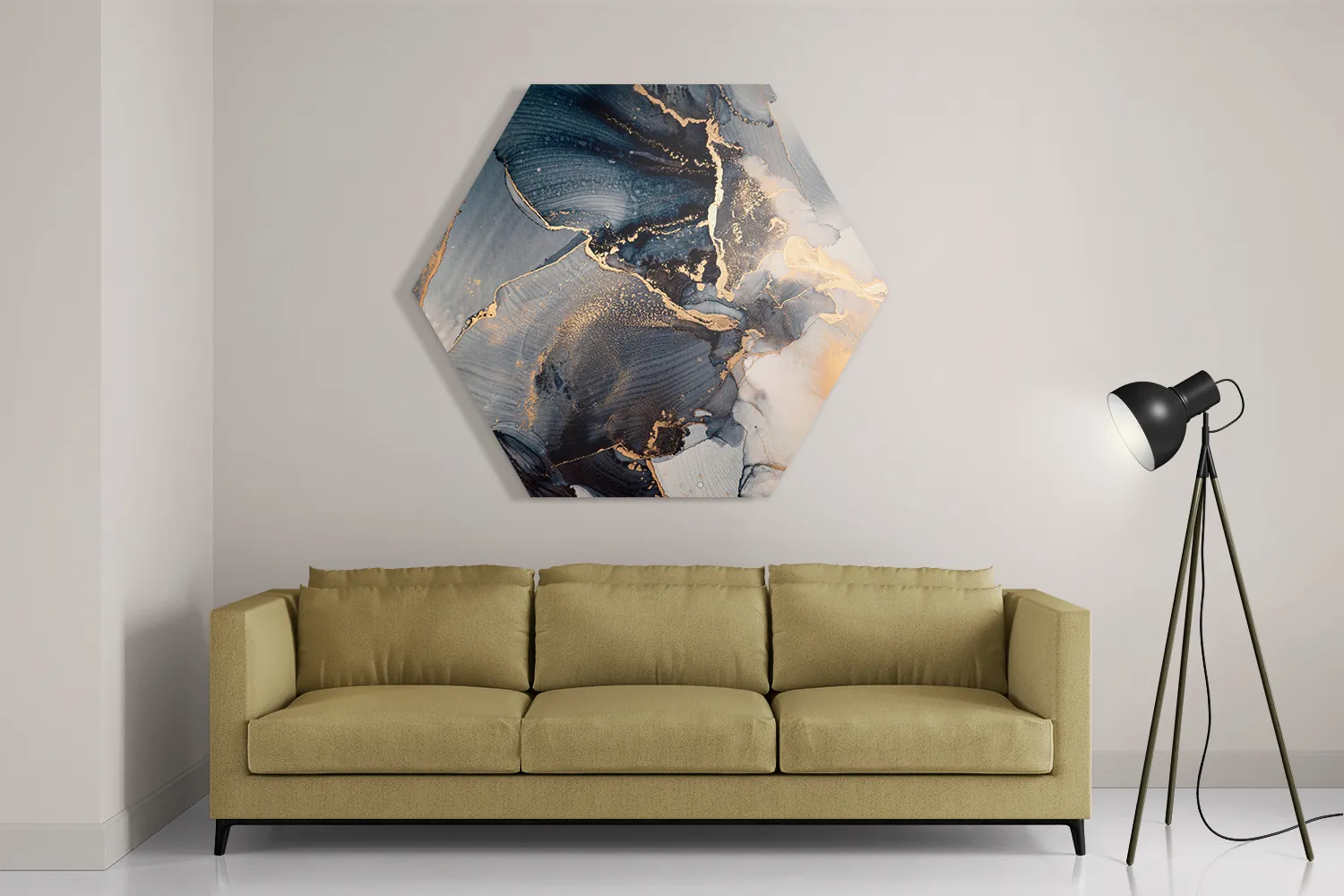 Schilderij Marmer Look Chique Donker Blauwtinten met Goud 01 Hexagon Template Hexagon1 Marmer 29 2