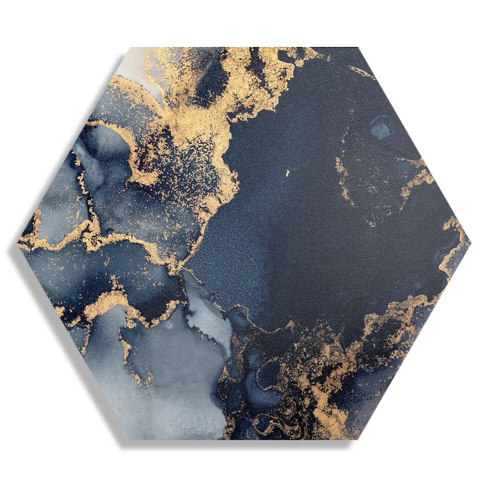 Schilderij Marmer Look Chique Donker Blauwtinten met Goud 02 Hexagon Template Hexagon1 Marmer 31 1