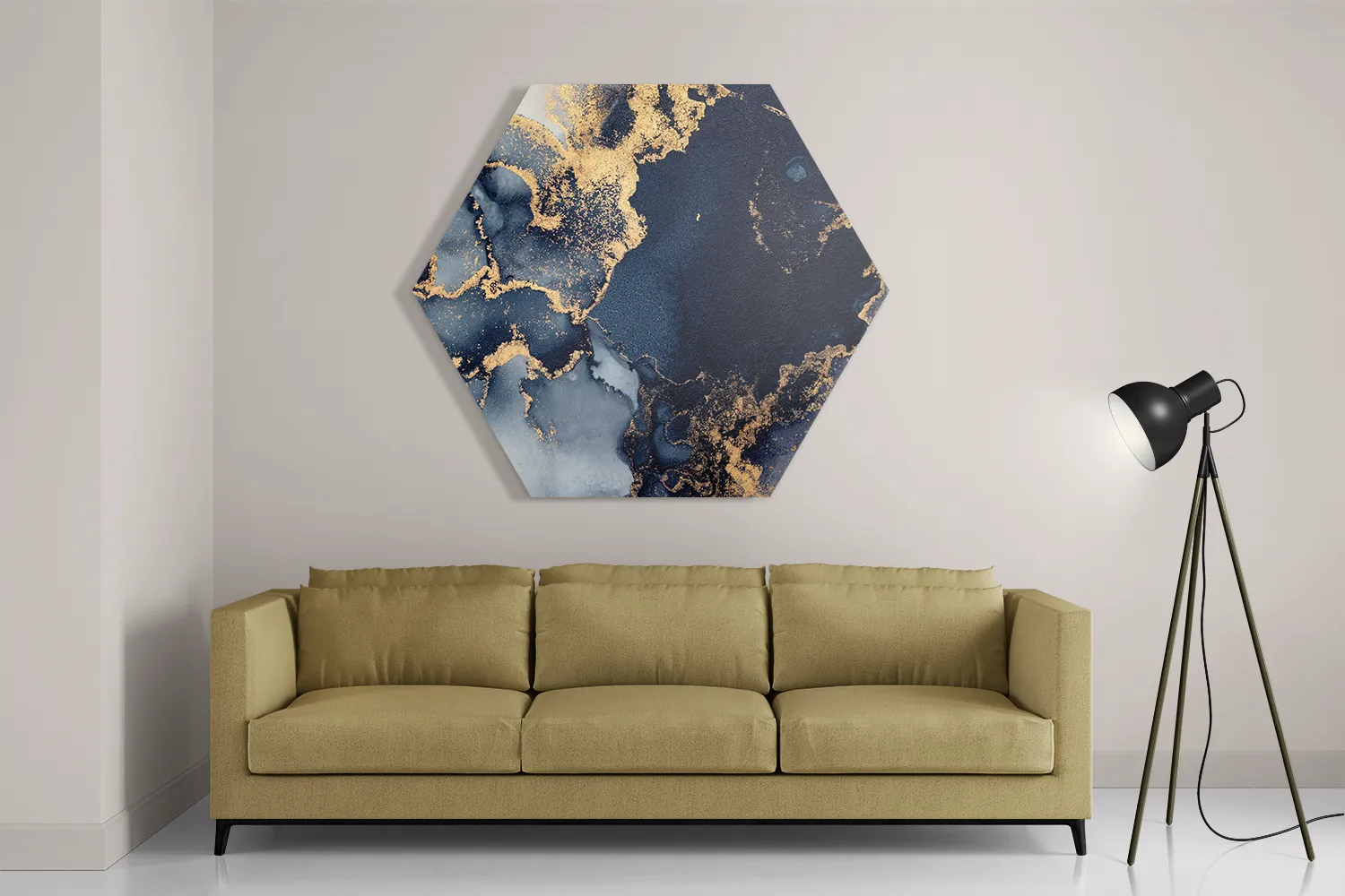 Schilderij Marmer Look Chique Donker Blauwtinten met Goud 02 Hexagon Template Hexagon1 Marmer 31 2