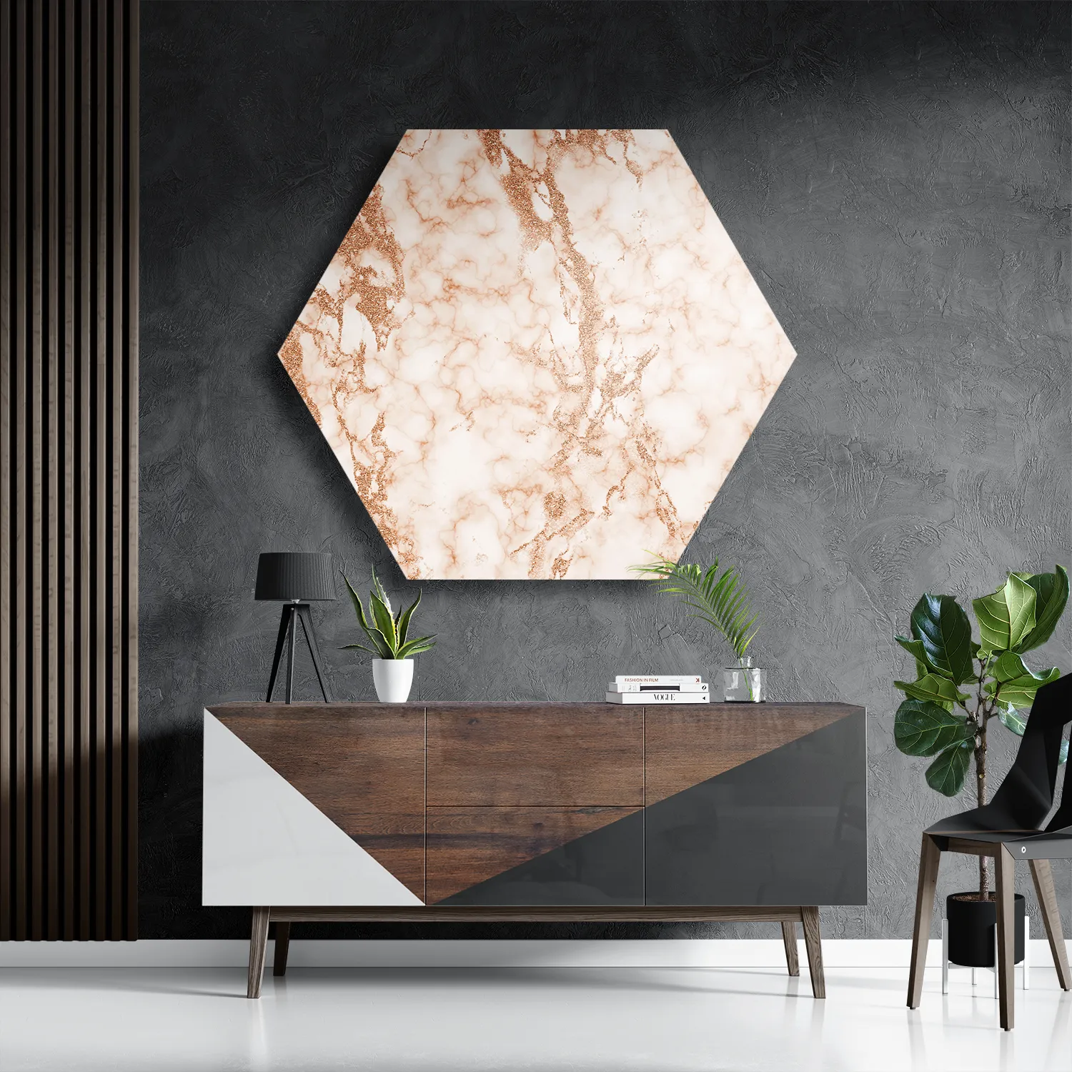 Schilderij Basis Marmer Look Oranje Hexagon Template Hexagon1 Marmer 4 3