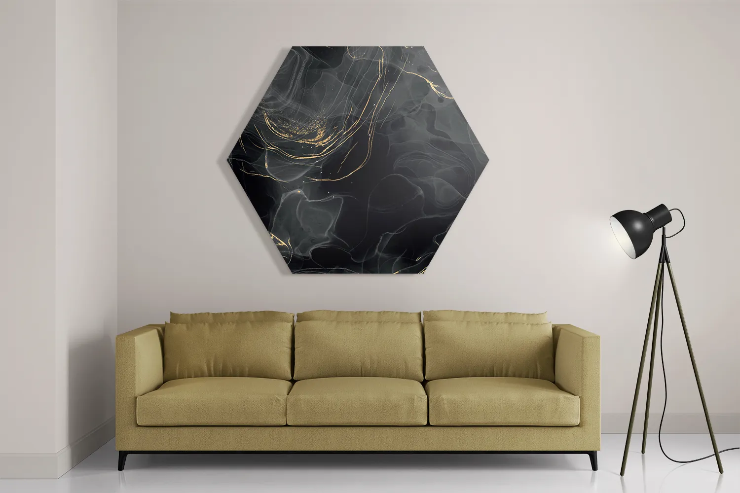 Schilderij Abstract Marmer Look Zwart met Goud 01 Hexagon Template Hexagon1 Marmer 8 2