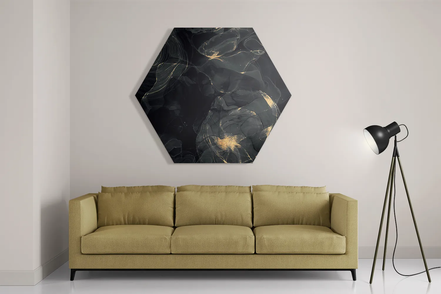 Schilderij Abstract Marmer Look Zwart met Goud 02 Hexagon Template Hexagon1 Marmer 9 2