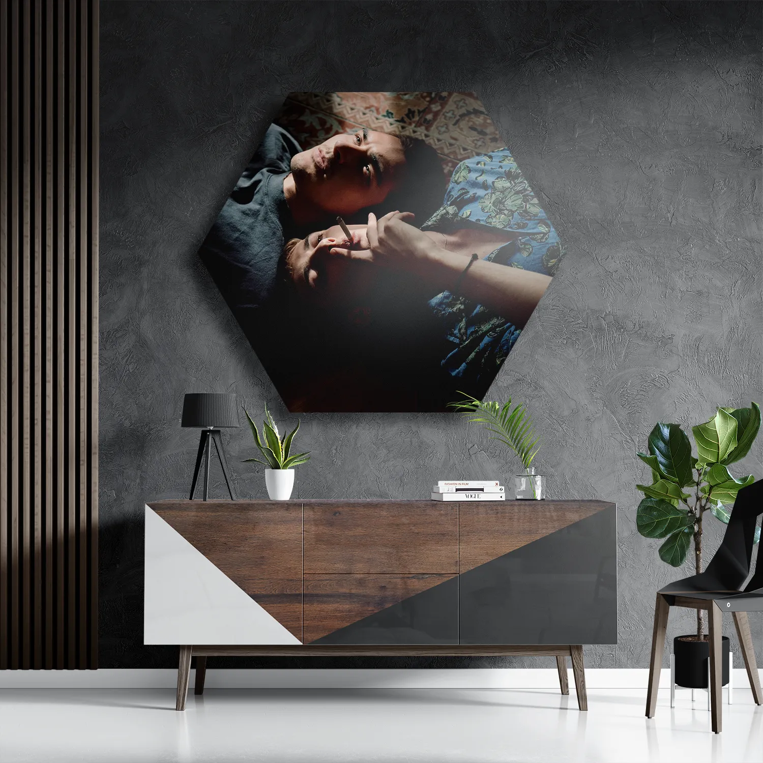 Schilderij When the Smoke is Going up Hexagon Template Hexagon1 Mensen 11 3