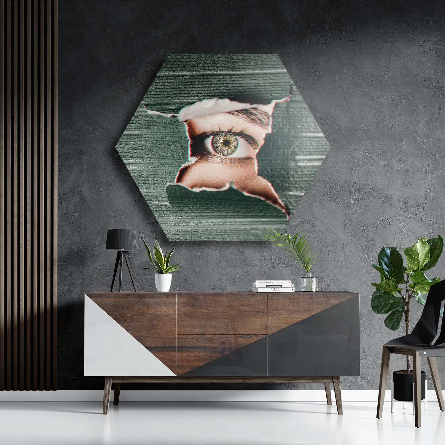 Schilderij I am Watching You Hexagon Template Hexagon1 Mensen 15 3