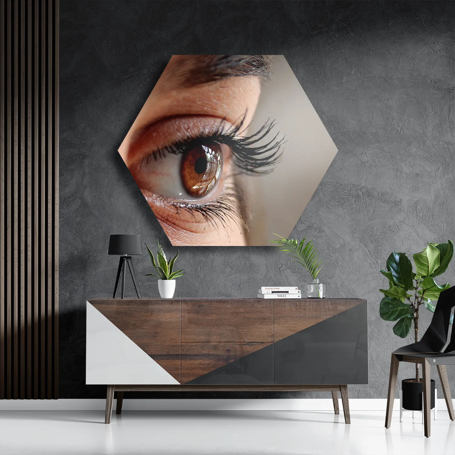 Schilderij Het Bruine Oog Hexagon Template Hexagon1 Mensen 19 3