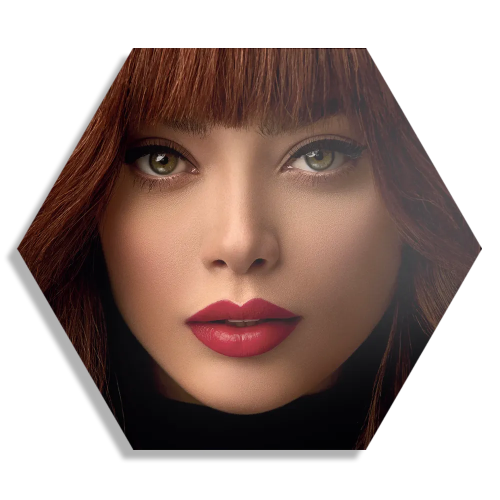 Schilderij Mooie Vrouw Met Oranje Haar Hexagon Template Hexagon1 Mensen 20 1
