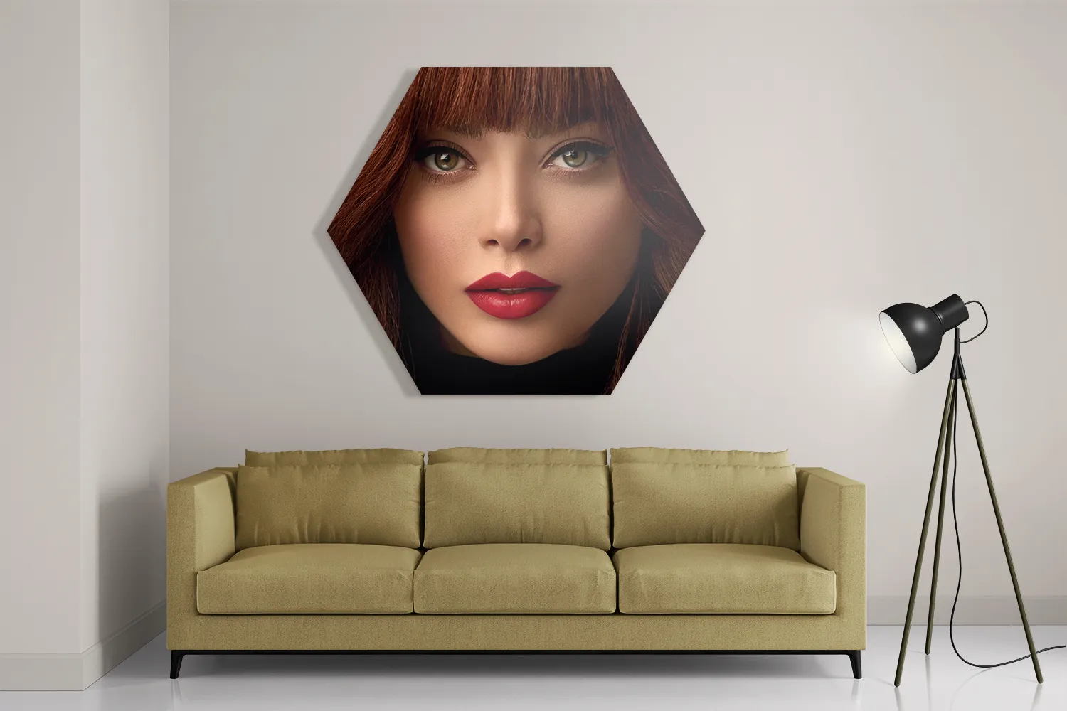 Schilderij Mooie Vrouw Met Oranje Haar Hexagon Template Hexagon1 Mensen 20 2