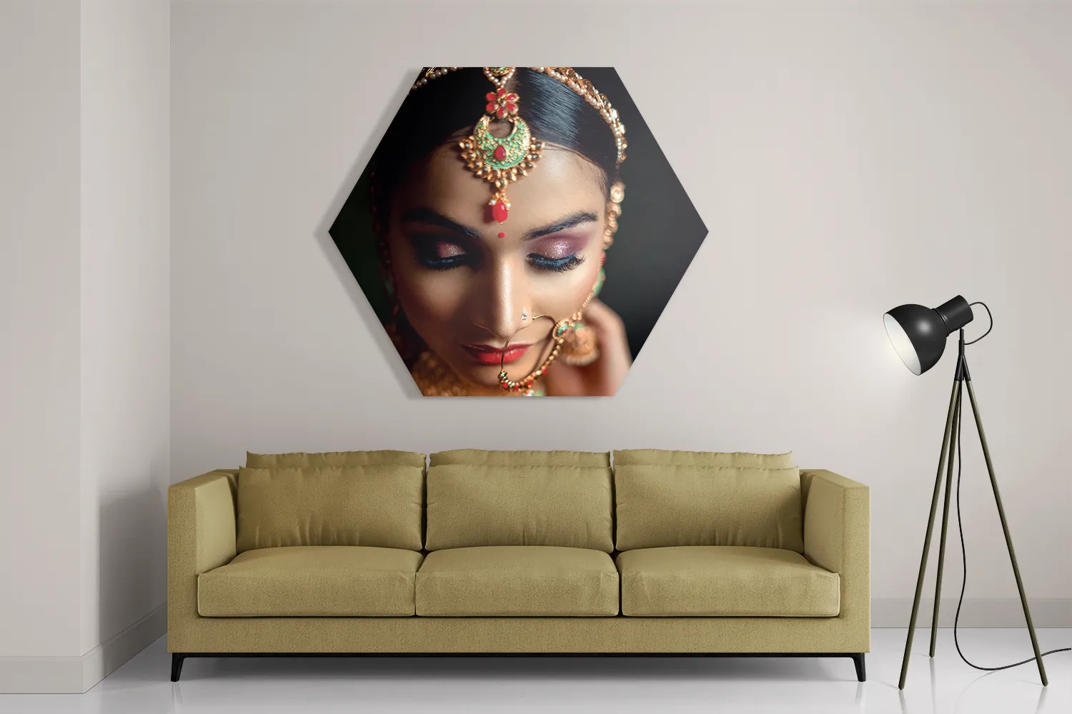 Schilderij Indiaanse Vrouw In Kostuum Hexagon Template Hexagon1 Mensen 21 2