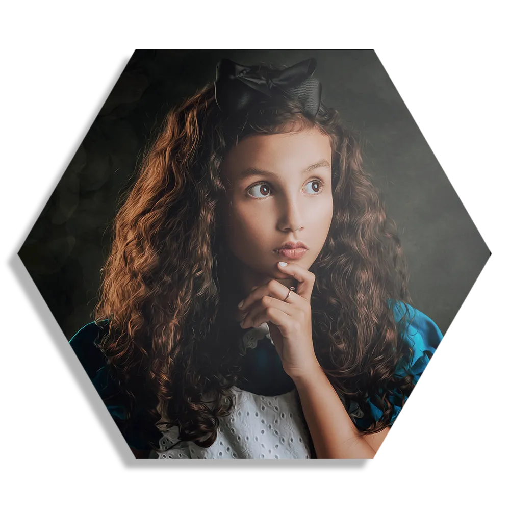 Schilderij Mooi Jong meisje In Kledij Hexagon Template Hexagon1 Mensen 24 1