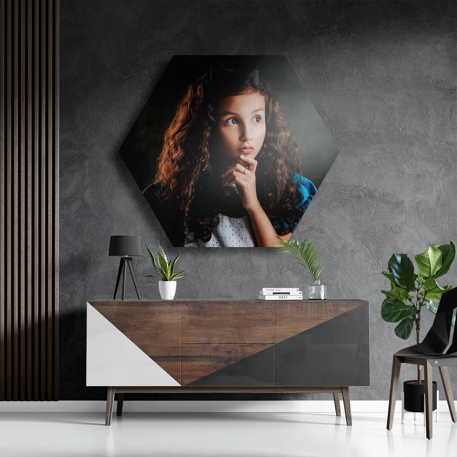 Schilderij Mooi Jong meisje In Kledij Hexagon Template Hexagon1 Mensen 24 3