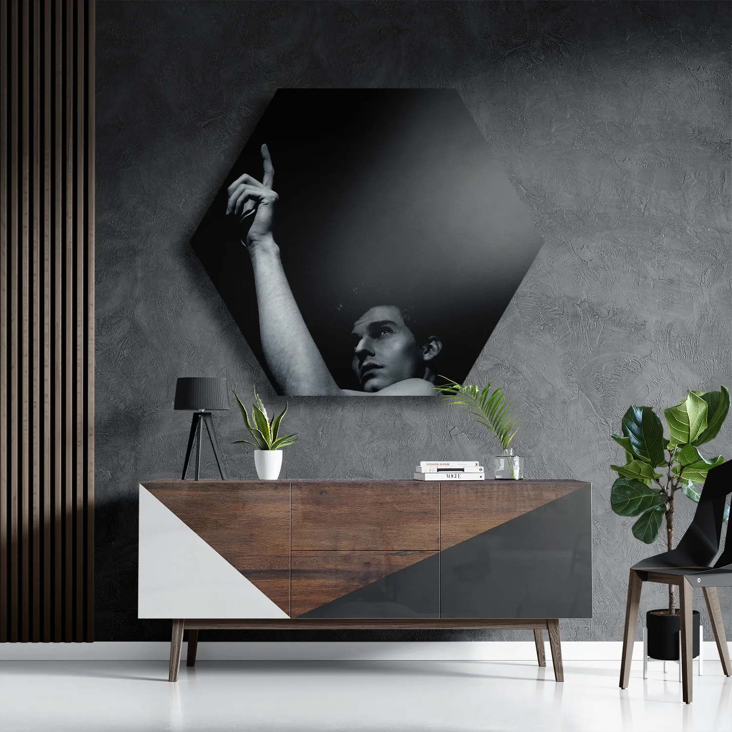 Schilderij Mooie Jonge Man Met Ontbloot Bovenlichaam Hexagon Template Hexagon1 Mensen 28 3