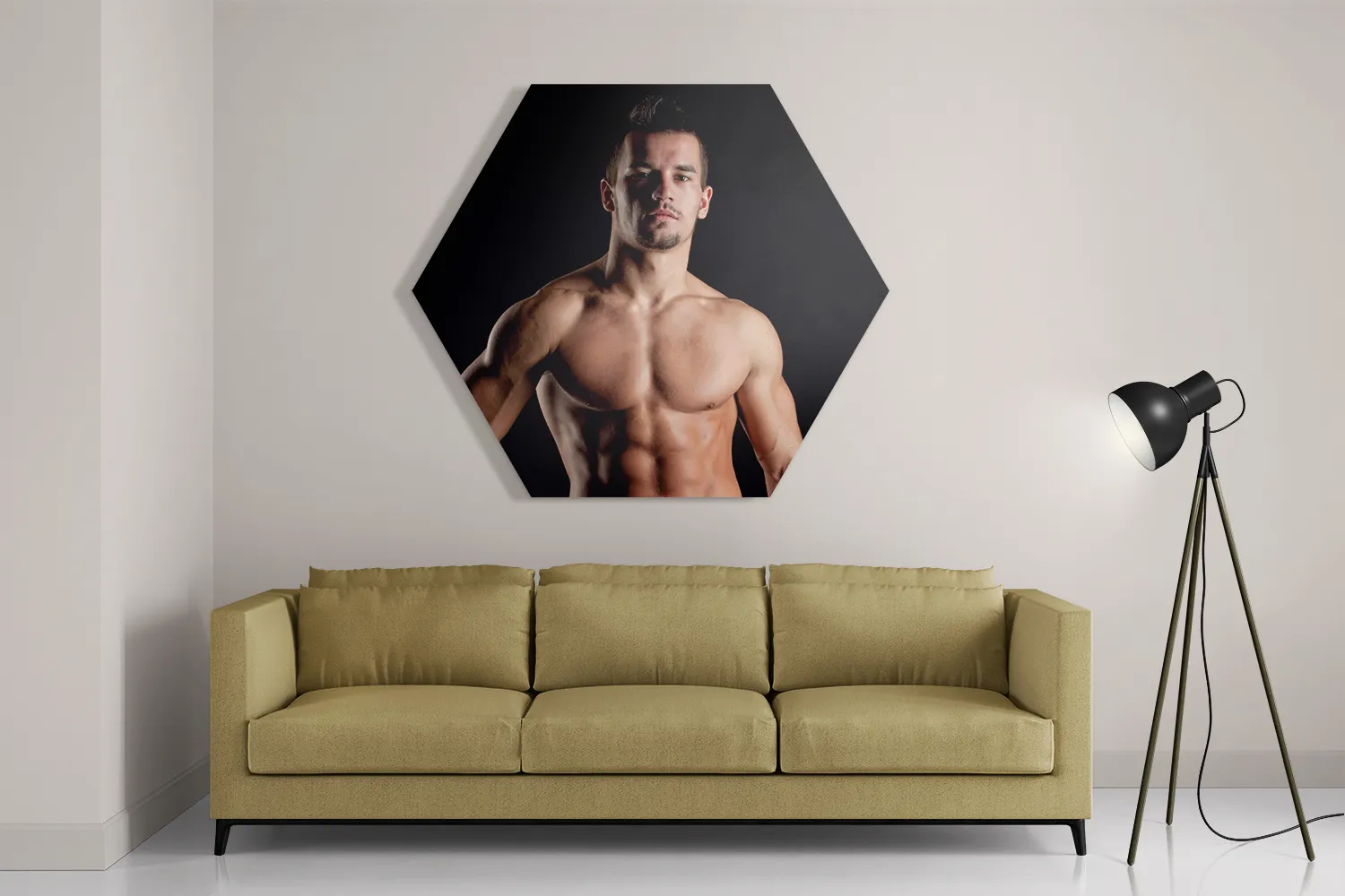 Schilderij Man Met Ontbloot Bovenlichaam Hexagon Template Hexagon1 Mensen 29 2