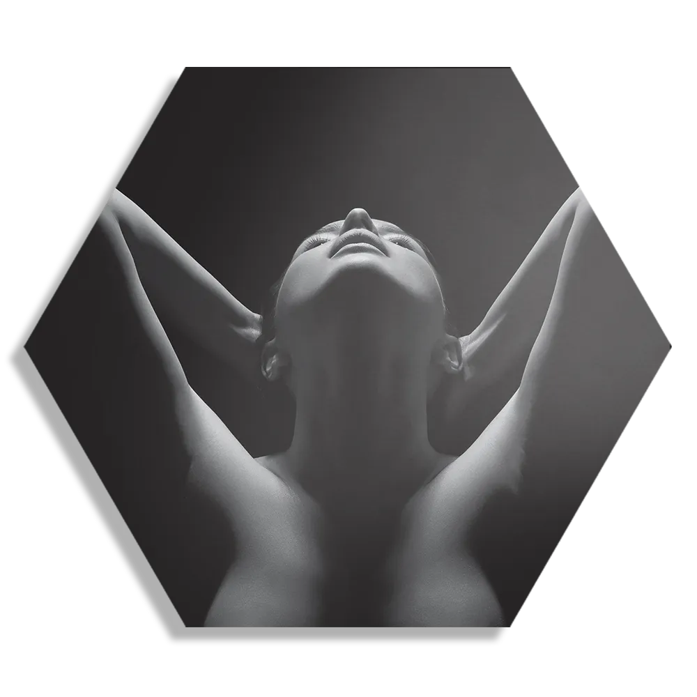 Schilderij Mooie Vrouw met ontbloot Bovenlichaam Hexagon Template Hexagon1 Mensen 30 1