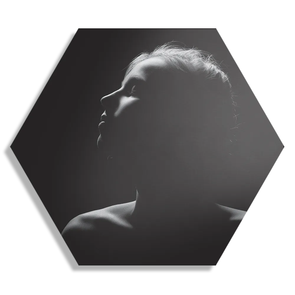 Schilderij Mooie Vrouw Wegkijkend Hexagon Template Hexagon1 Mensen 35 1