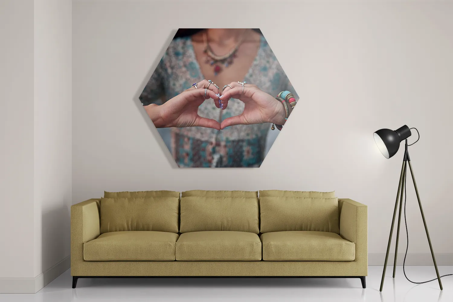 Schilderij Liefde In Een Handgebaar Hexagon Template Hexagon1 Mensen 42 2