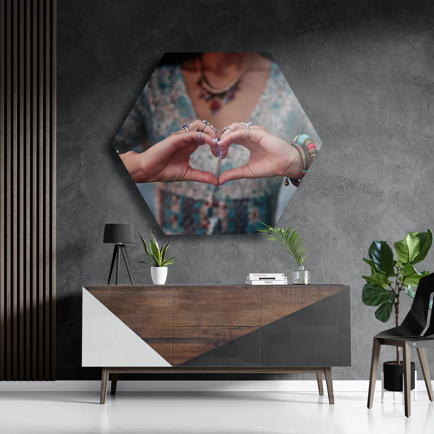 Schilderij Liefde In Een Handgebaar Hexagon Template Hexagon1 Mensen 42 3