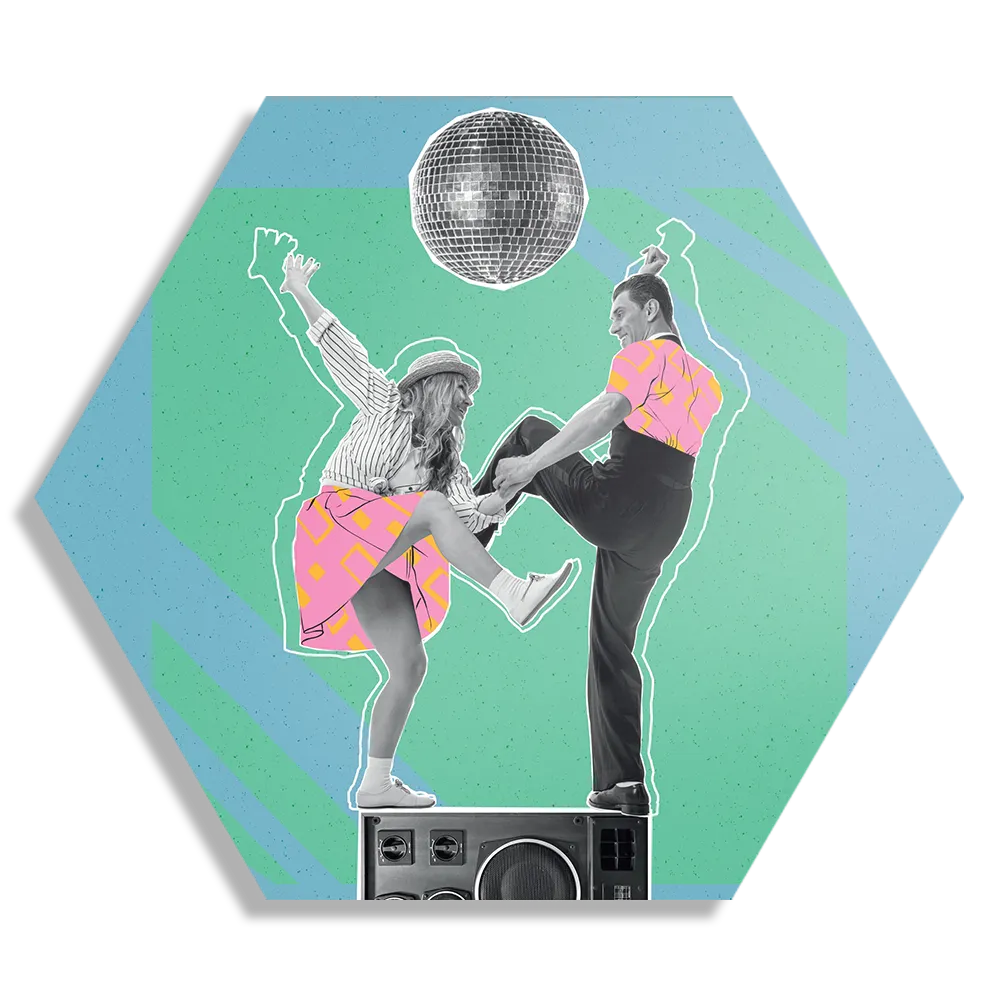 Template_Hexagon1_Muziek_1-1 Schilderij The Dancing Disco Hexagon Template Hexagon1 Muziek 1 1
