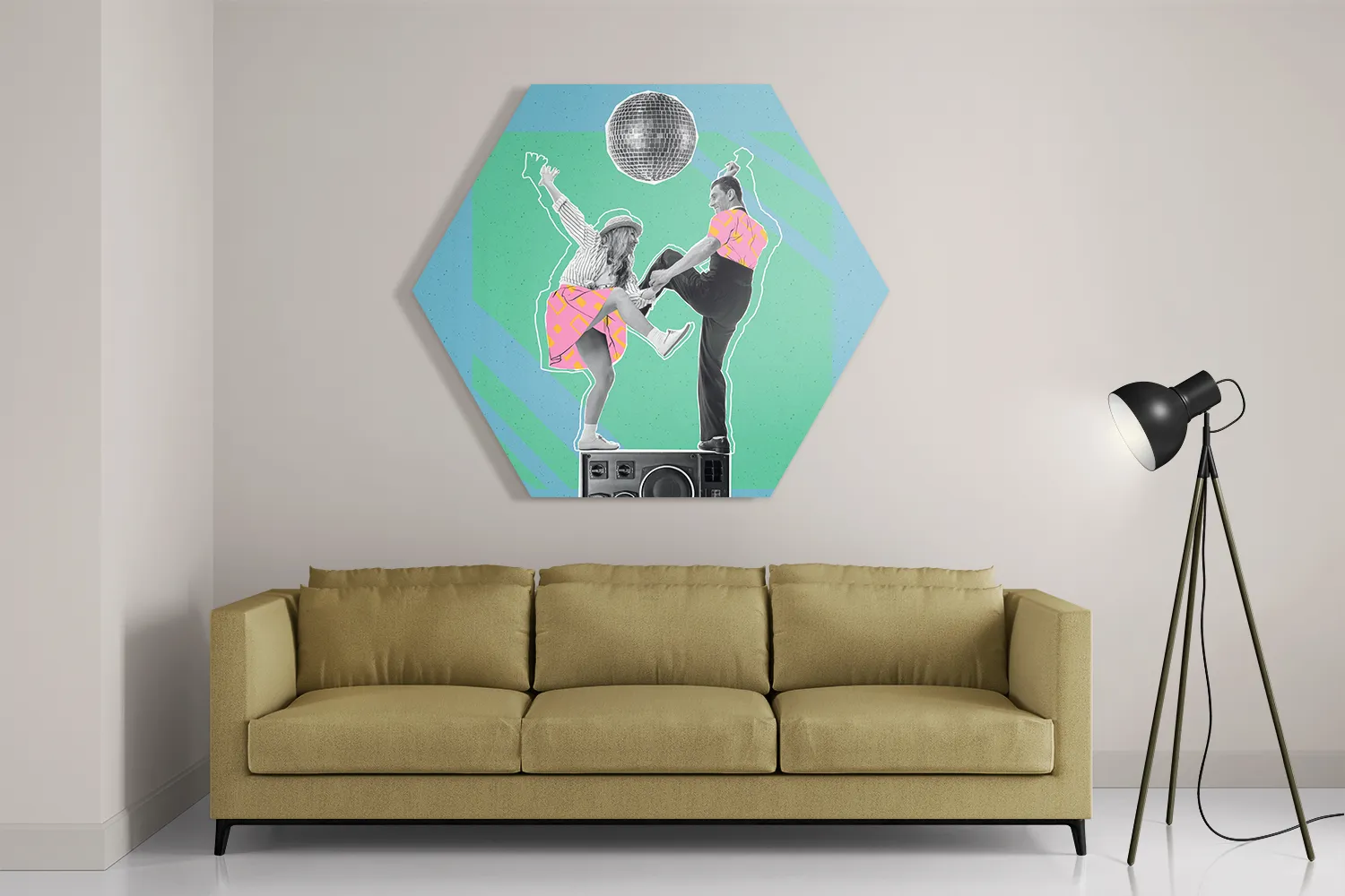 Template_Hexagon1_Muziek_1-2 Schilderij The Dancing Disco Hexagon Template Hexagon1 Muziek 1 2