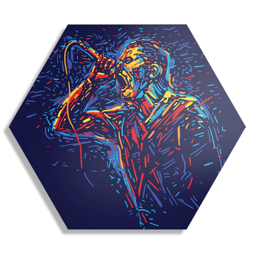 Schilderij Kleurrijke Zanger 01 Hexagon Template Hexagon1 Muziek 16 1